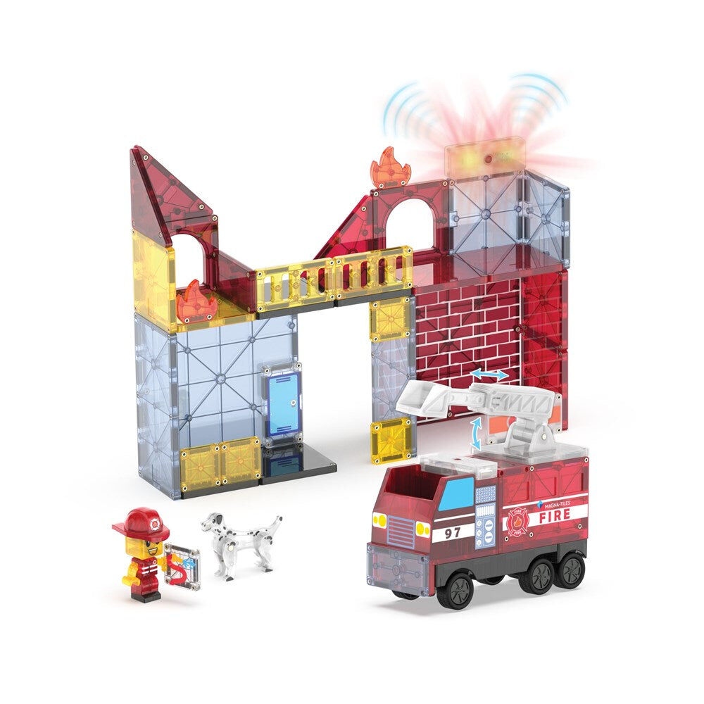 50pc Magna-Tiles Children's Fire Station Magnetic Building Set 3Y+