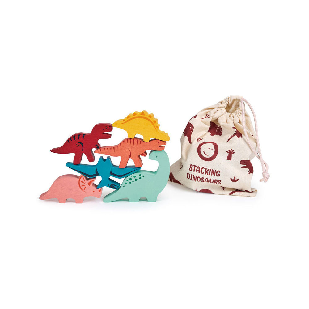 Mentari Happy Stacking Dinosaurs Set & Bag Wooden Toy 2y+