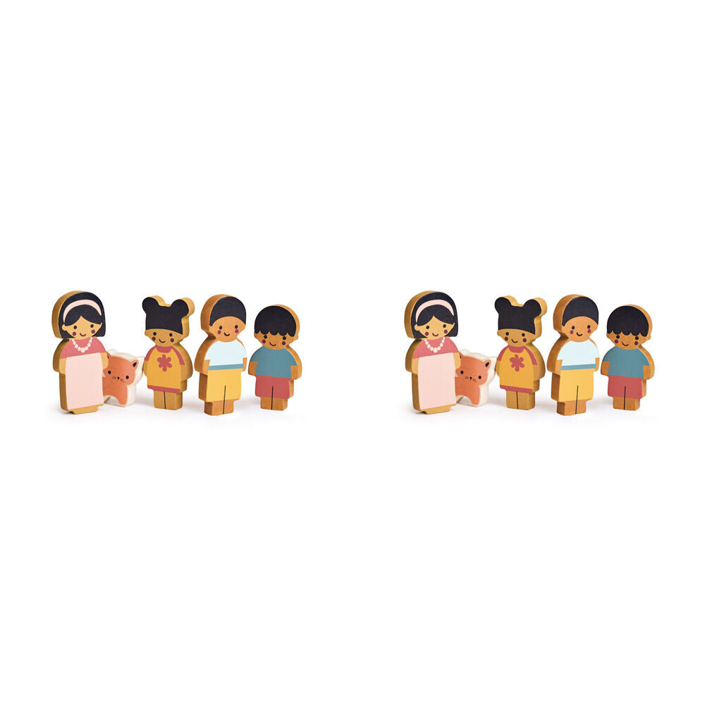 10pc Mentari Wooden Doll Family w/ Cat Kids Pretend Play Toy 12m+