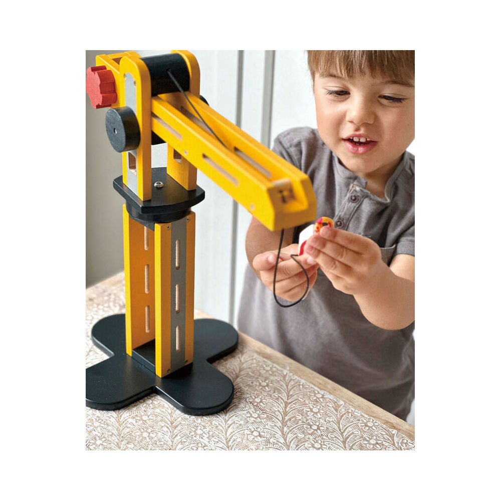 Mentari Wooden Big Yellow Crane w/ Vehicles Kids/Children 3y+ Toy 37cm