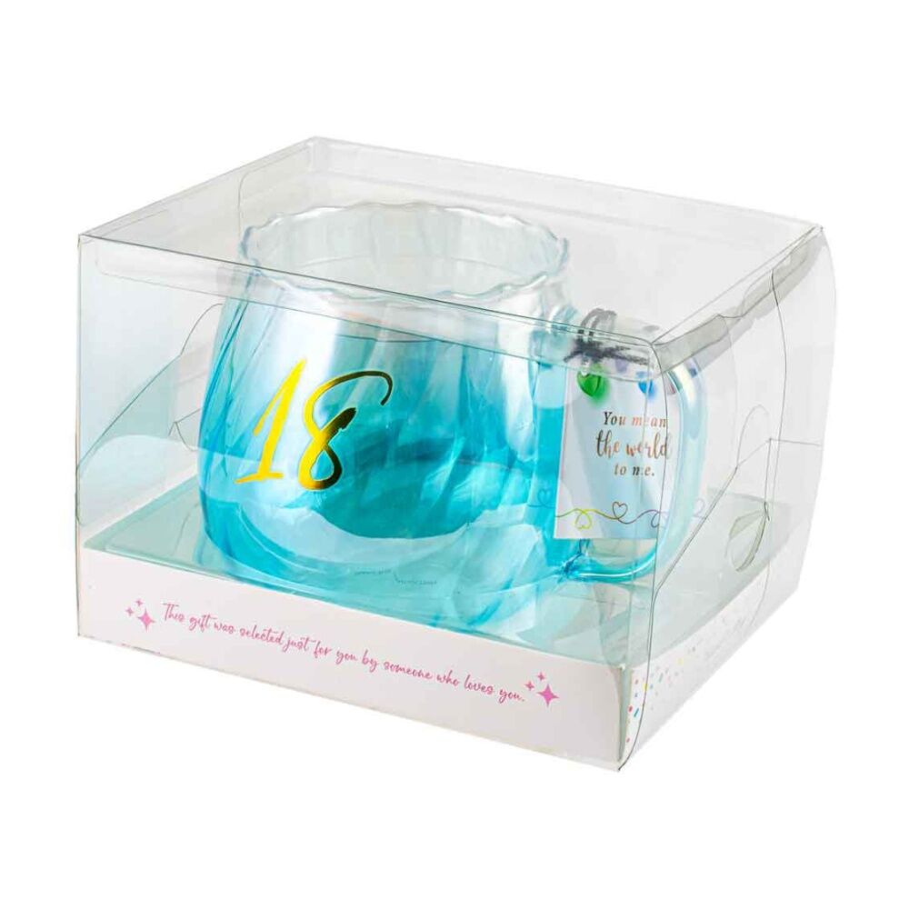 18th Birthday Glass 670ml/10cm Coffee Mug w/ Handle - Blue