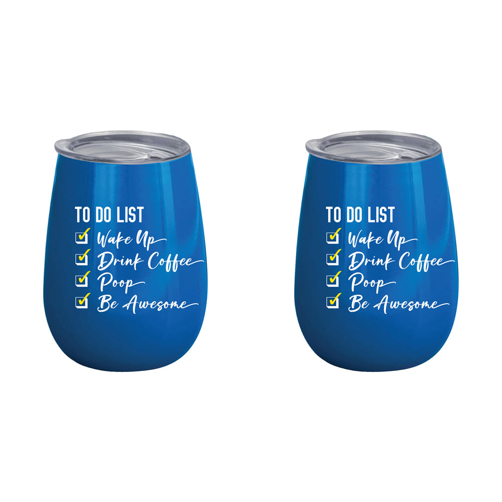 2PK To Do List 360ml Stainless Steel Double Walled Insulated Mug