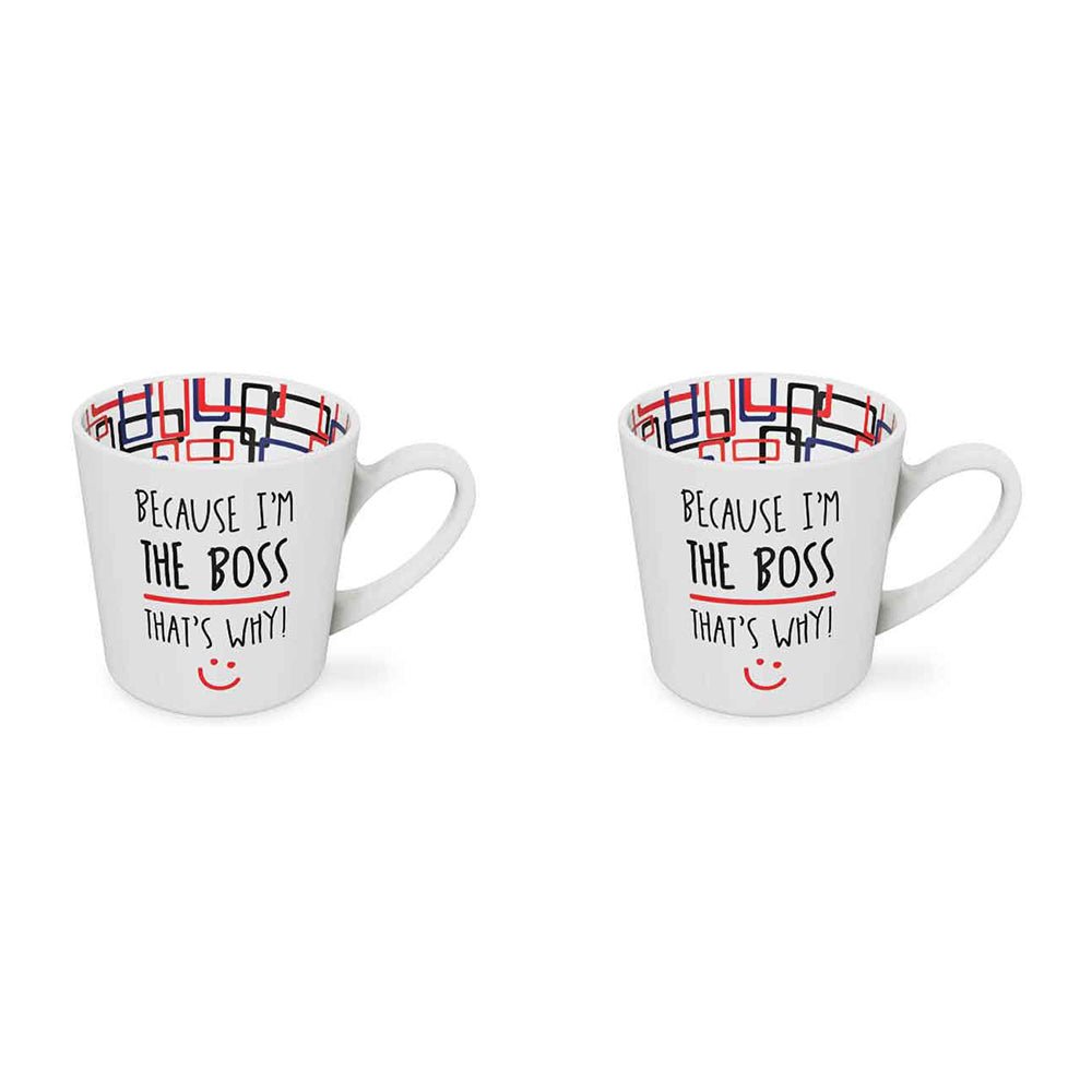 2PK Because I'm the Boss Beautiful on the Inside 420ml/10cm New Bone China Mug