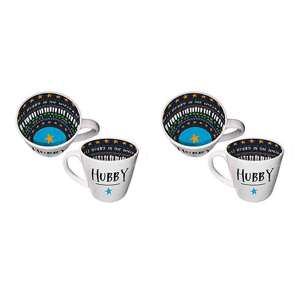 2x Hubby Inside Out Mug 14Oz 410ml Novelty Funny Drinking Cups