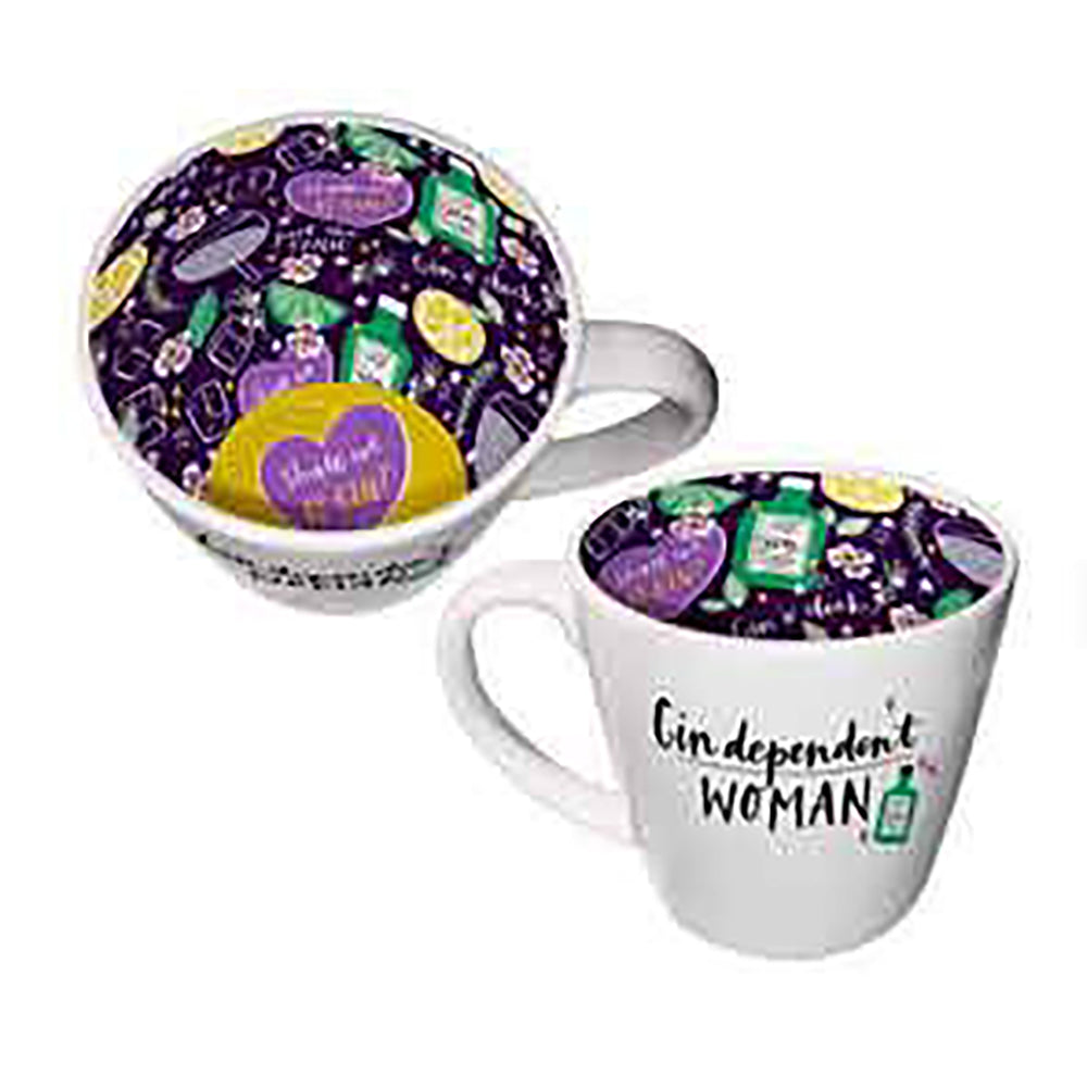 2x Gin Dependent Woman Inside Out Mug 14Oz 410ml Novelty Drinking Cups