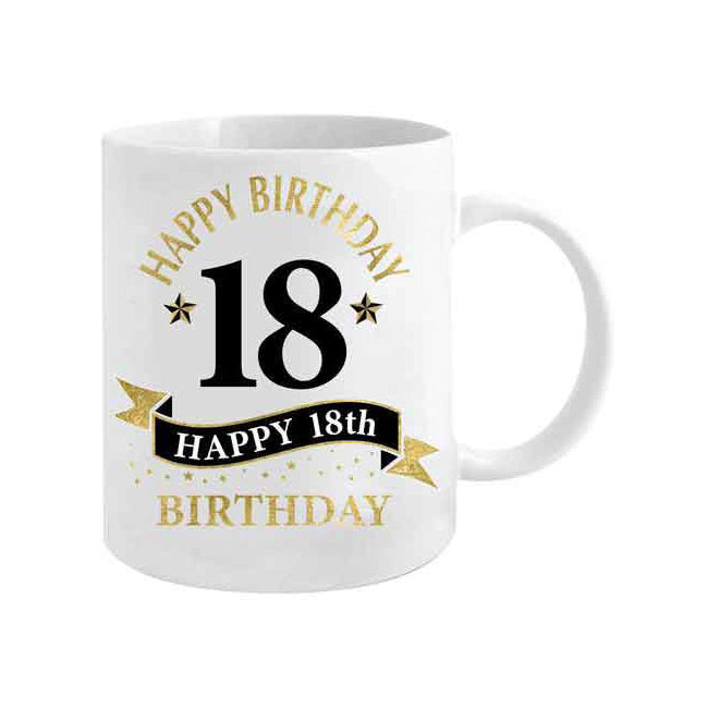 2PK 18th Bday White & Gold 360ml Ceramic Coffee/Tea Drink Mug w/ Handle