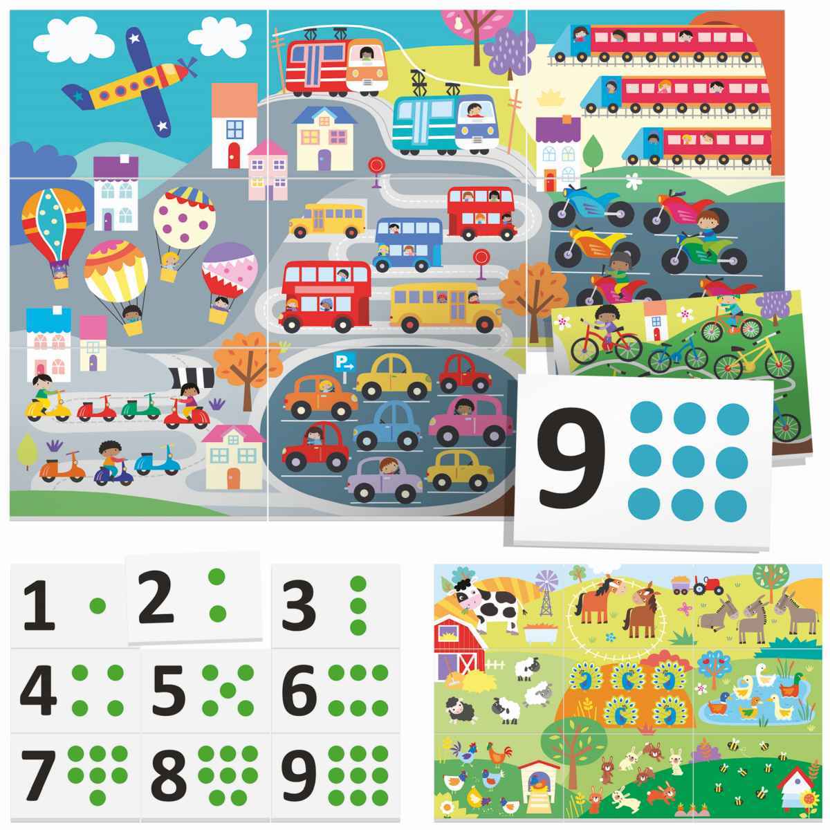 18pc Headu Montessori Flashcards 123 Touch Kids Activity Game Set 2-4y