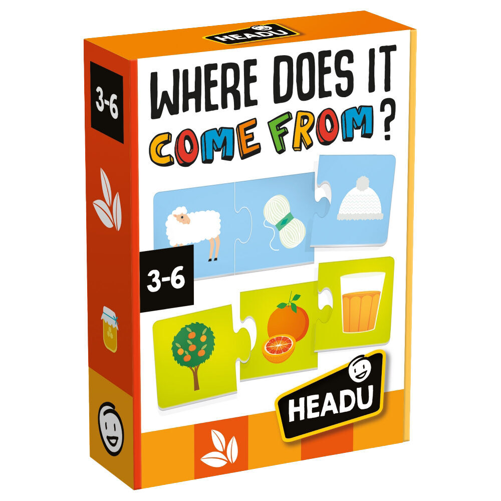 Headu Where Does It Come From Puzzle 20.5cm Kids Flash Cards 3-6y
