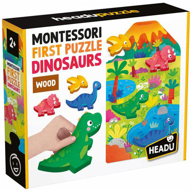 Headu Montessori First Puzzle Dinosaurs Kids Wooden Toy 2-4y