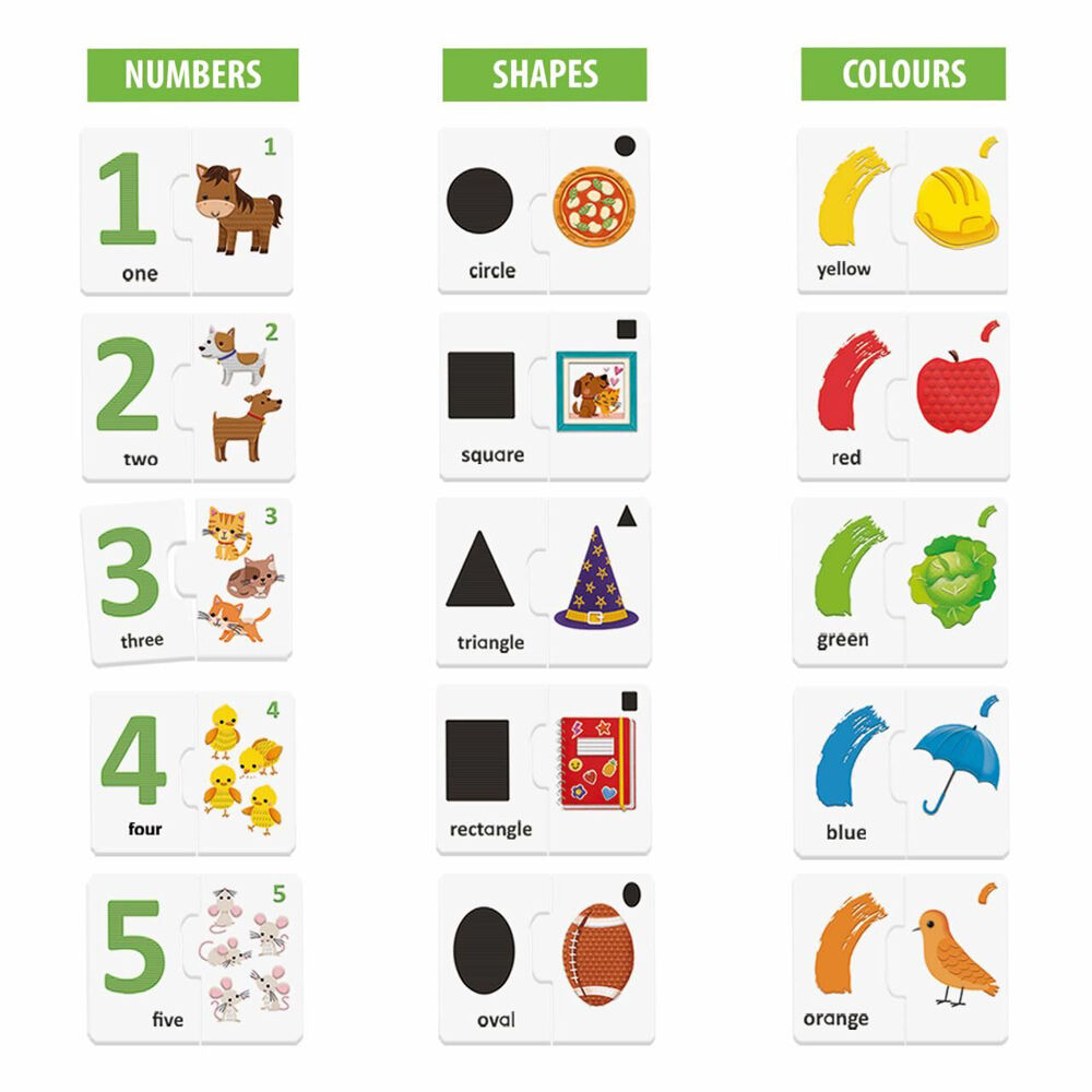 Headu Touch & Play Numbers/Shape/Colour Puzzle 20.5cm Kids Flash Cards 2-4y