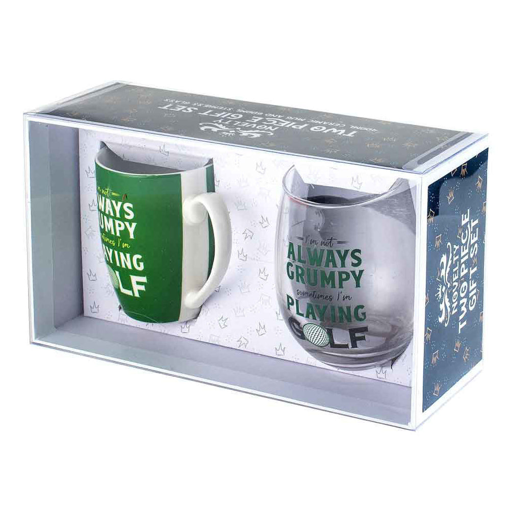2pc Im Not Always Grumpy 400ml Mug & Stemless Wine Glass Set