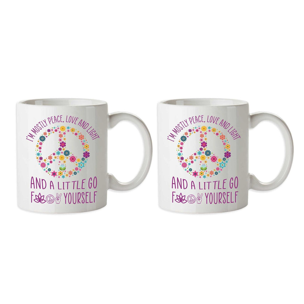 2PK Im Mostly Peace, Love & Light Novelty Funny Office Gift Mug 350ml