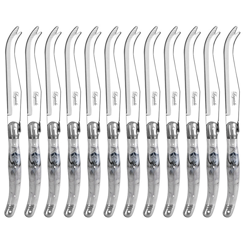 12pc Laguiole Etiquette 23.5cm Cheese Knife - Marble White