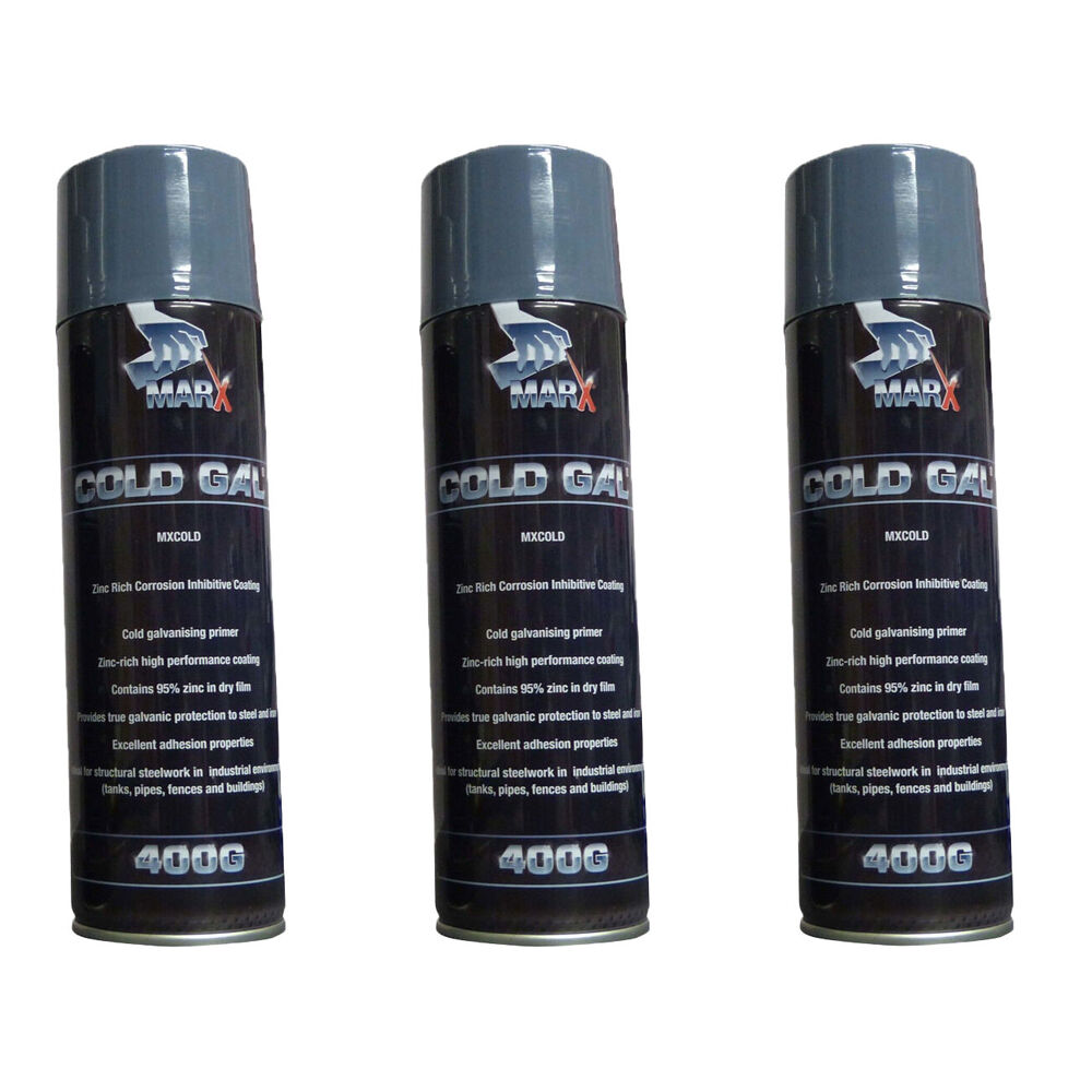 3PK AgBoss Anti-Corrosive Marx Galvanised Cold Metal Spray Can 400g