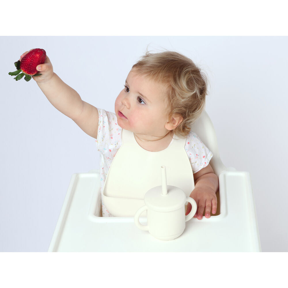 2pc My Pure Silicone Baby/Toddler Bib Set - Blush and Pannacotta 4M+