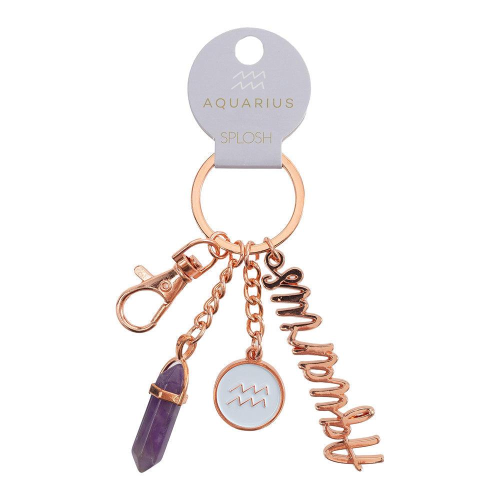 2PK Splosh Mystique Aquarius Keychain Zodiac Charm - Rose Gold