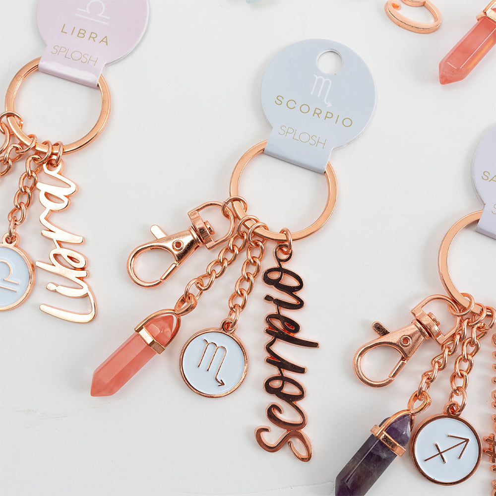 2PK Splosh Mystique Scorpio Keychain Zodiac Charm - Rose Gold