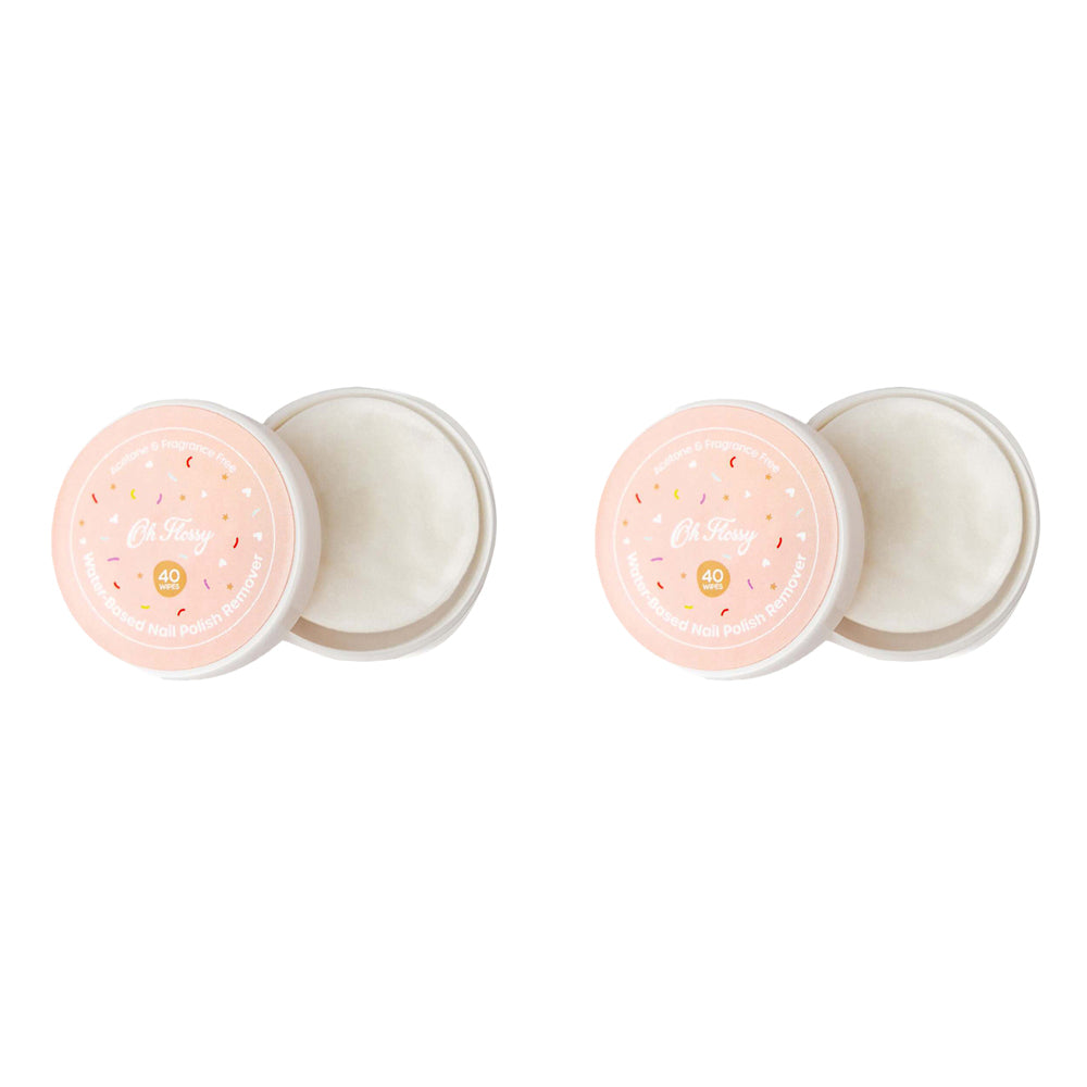 2x 40pc Oh Flossy Water-Based Nail Polish Remover Wipes