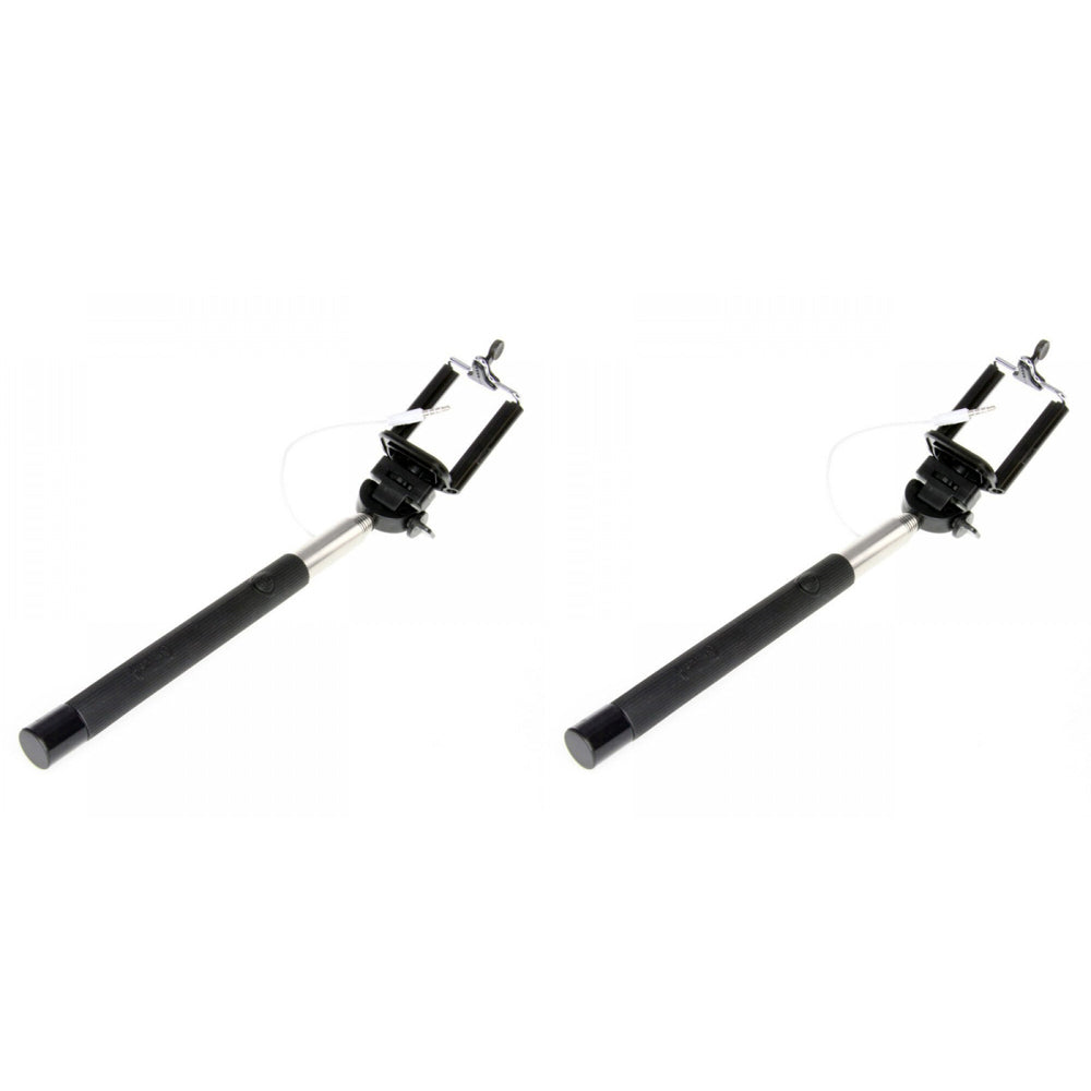 2PK Laser Universal Phone Selfie Stick w/ Control Cable 93cm - Black