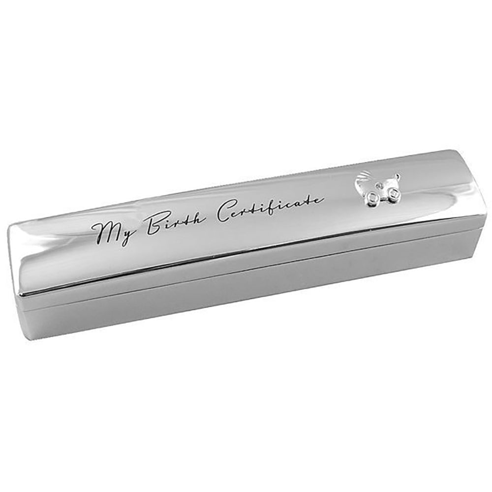 Birth Certificate Holder Silver Lacquer Keepsake Safe Storage