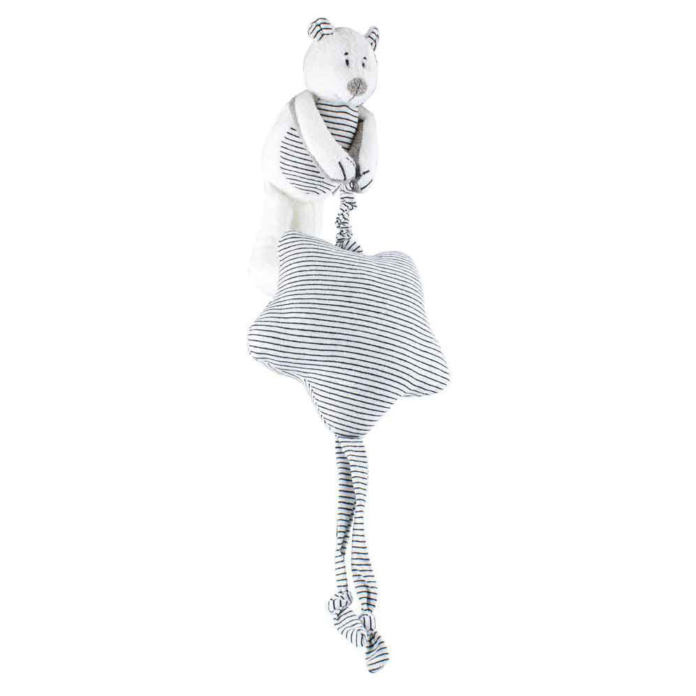 Striped Musical Bear Kids/Baby Soft Plush Toy White 15cm