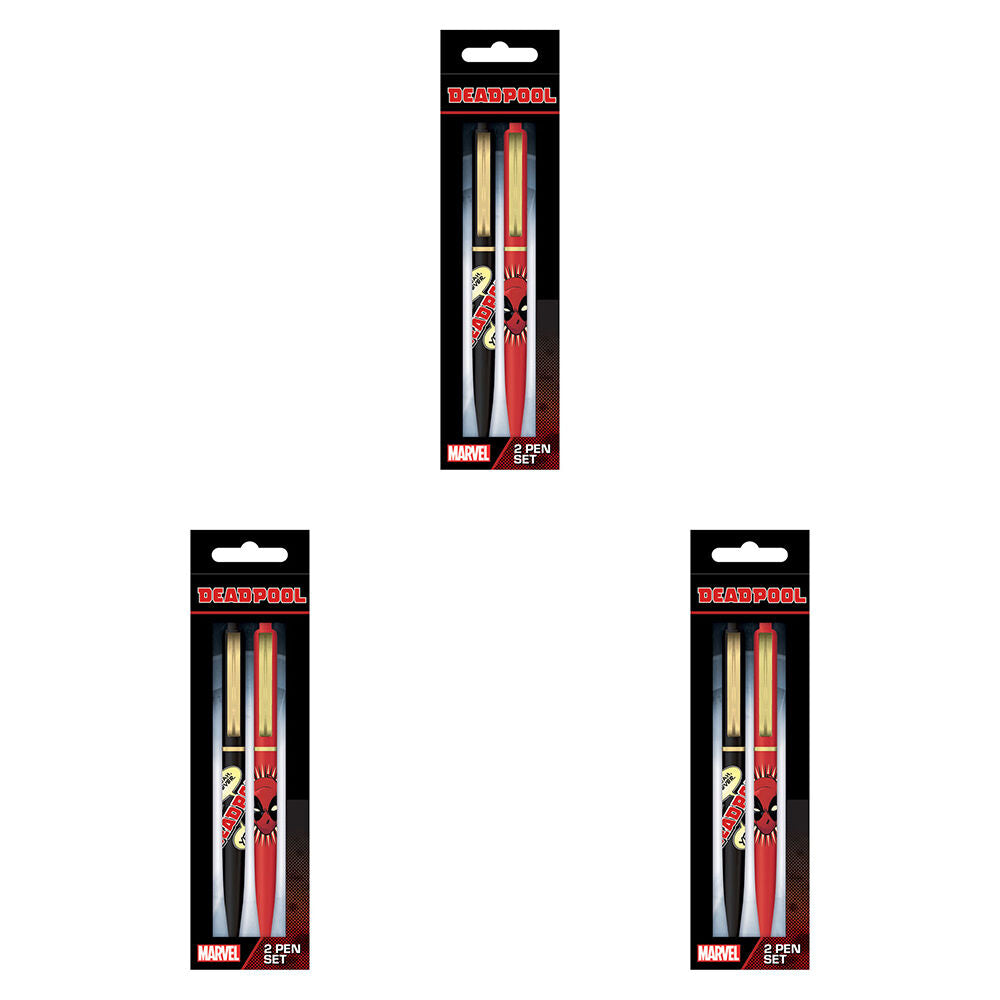 6pc Marvel MCU Deadpool Comic Writing Pen Set Red/Black