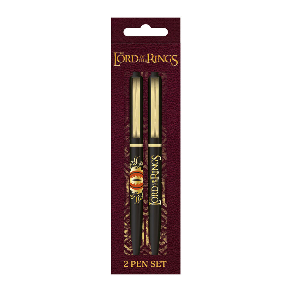 6pc Lord of the Rings Eye of Sauron Writing Pen Set Black
