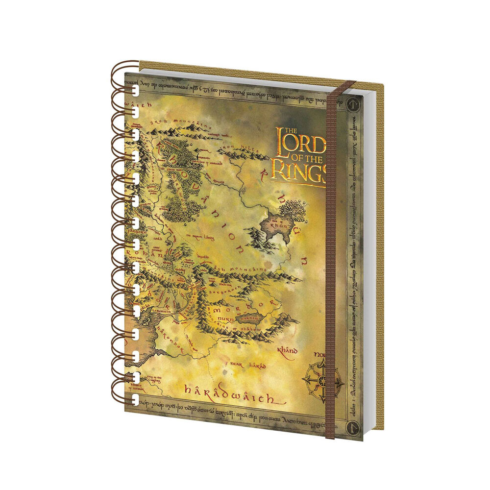 5PK The Lord Of Rings Wiro Middle Earth Map Spiral Notebook W/ Lined Pages A5