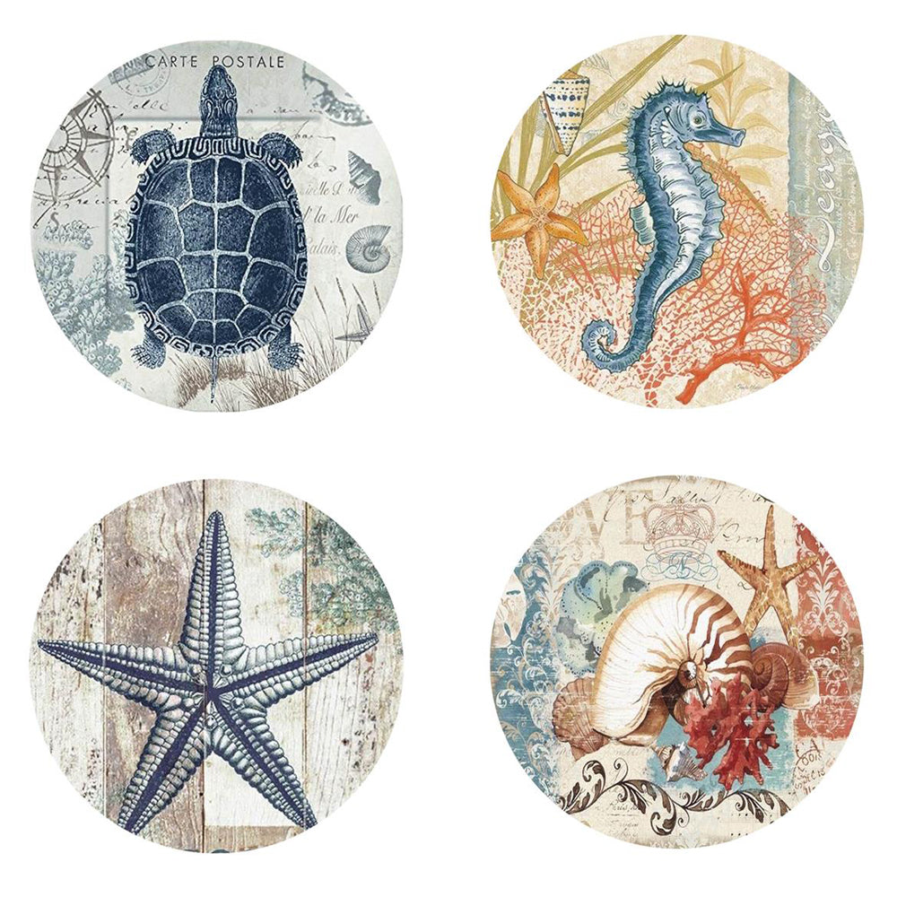 4pc Sealife Coasters Coffee/Tea Table Protector Round Ceramic