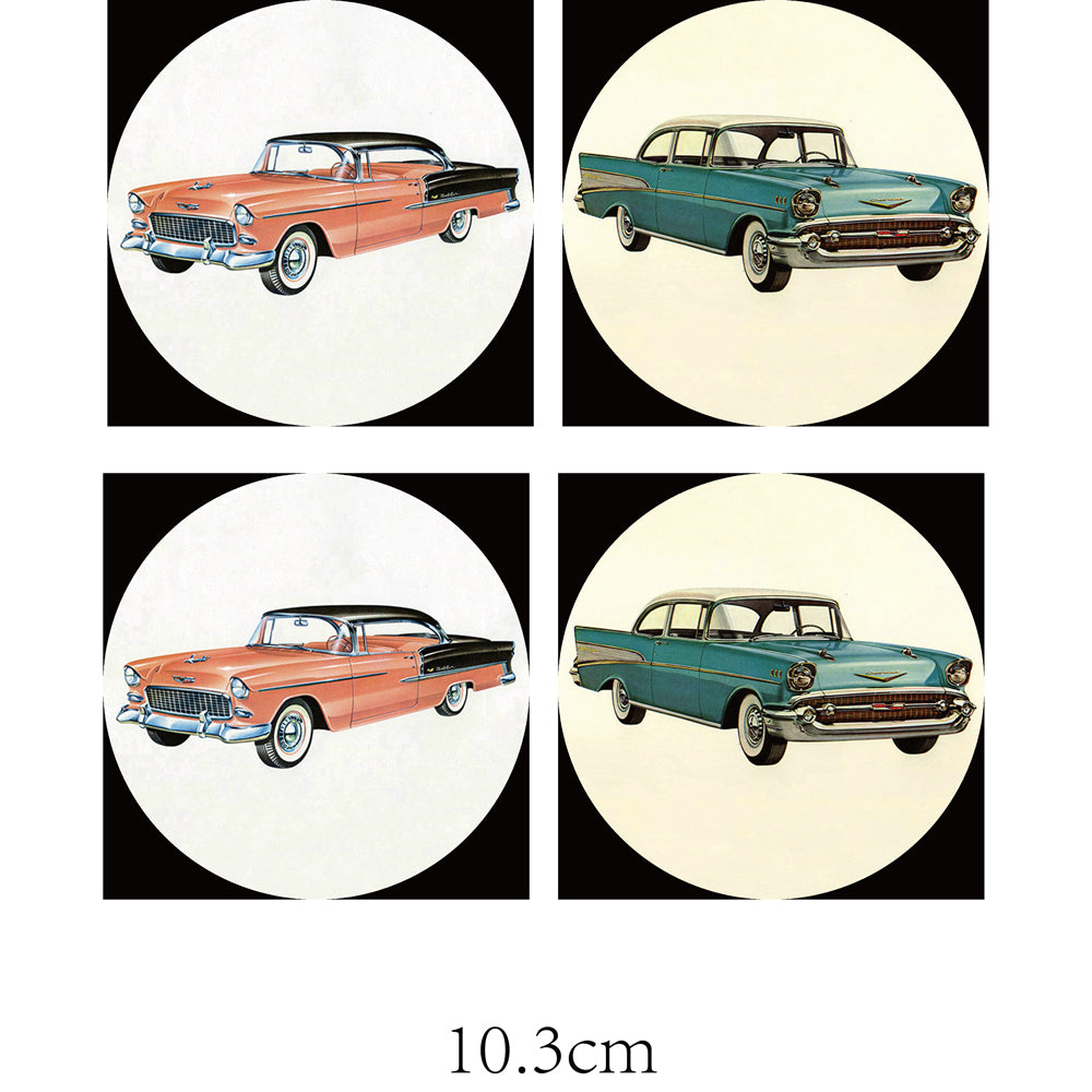 4pc Retro Cars Coasters Coffee/Tea Table Protector Square Ceramic Assorted
