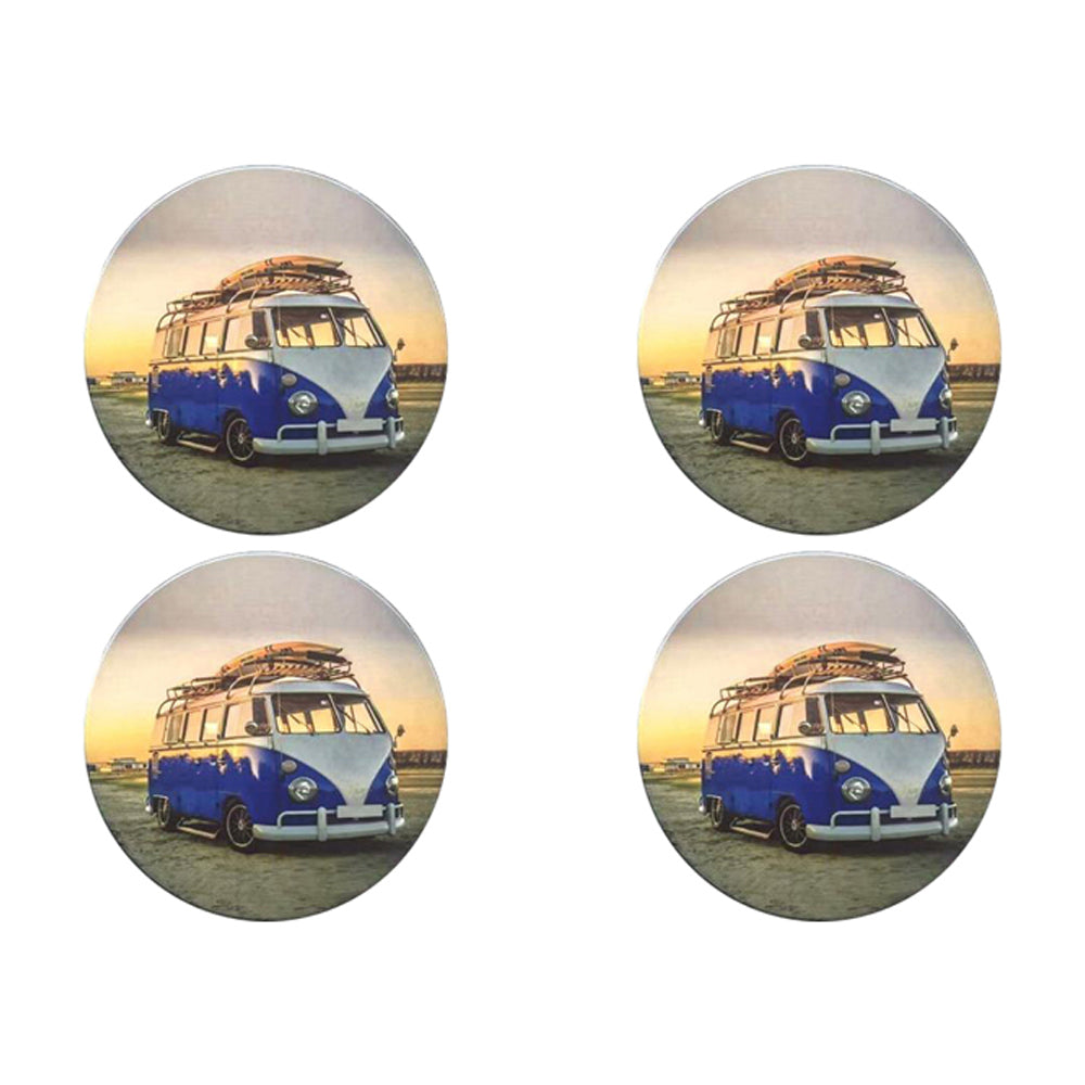 2x 2pc Combi Coasters Coffee/Tea Table Protector Round Ceramic