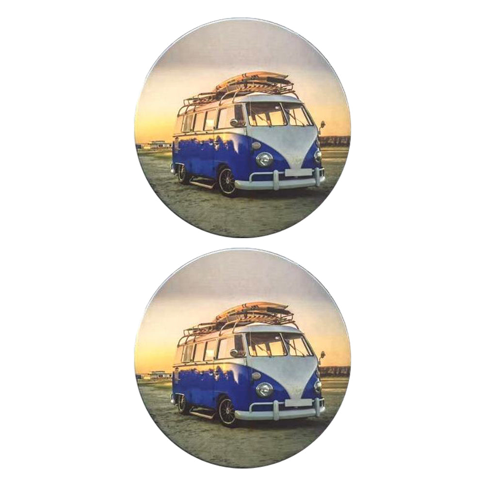 2x 2pc Combi Coasters Coffee/Tea Table Protector Round Ceramic