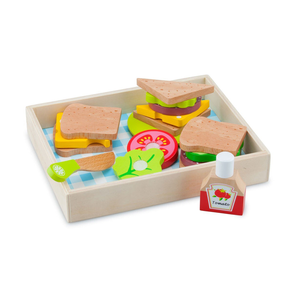 18pc New Classic Toys Sandwich Wooden Toy Kids Pretend Play Set 3+