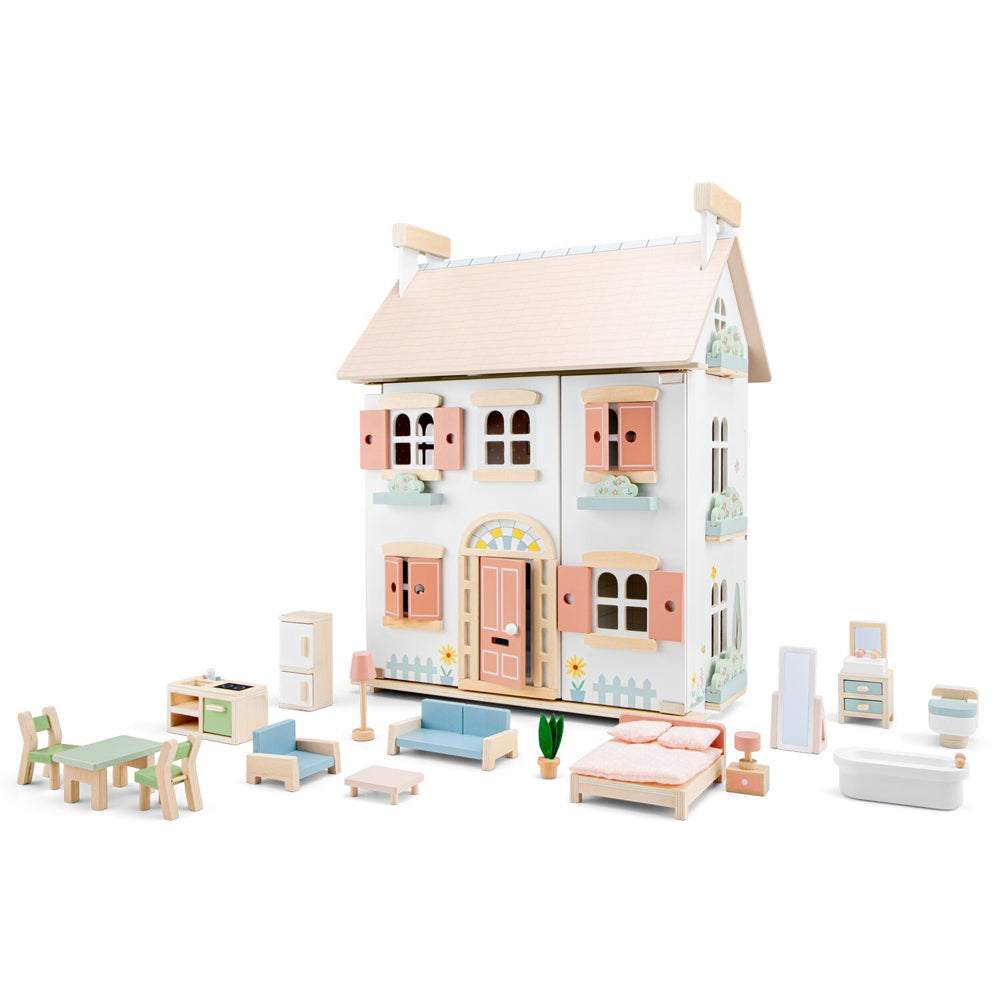 New Classic Toys Kids/Children Wooden Doll House w/ Furniture Toy 3y+
