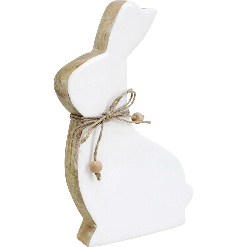 4PK LVD Large Wooden Easter Rabbit Squat Home Decor 19.5x12.5cm White-Washed