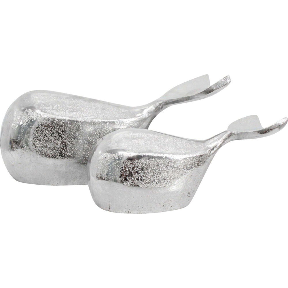 LVD Medium Metal Nautical Moby Whale Home Decoration 16x5.5cm Silver