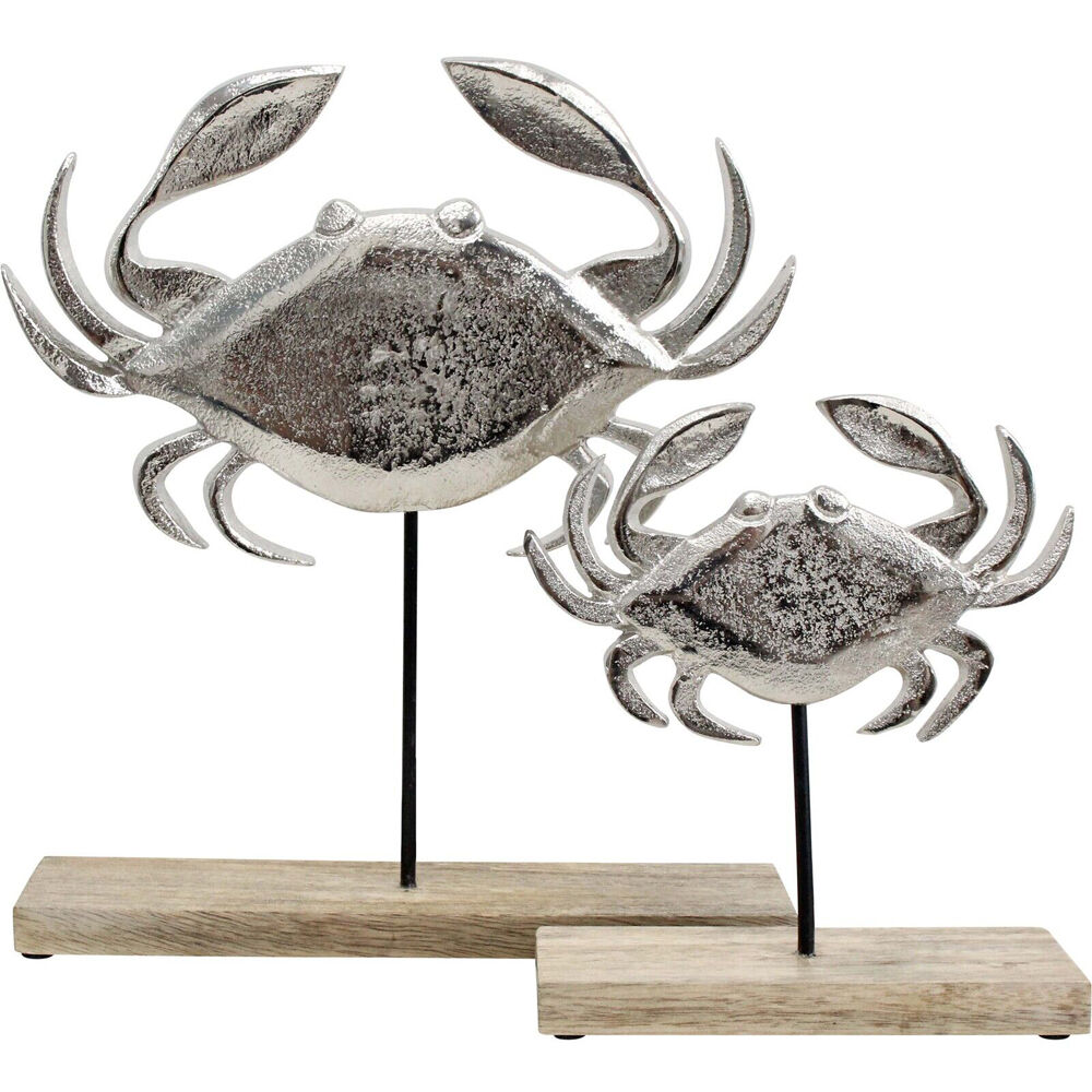 LVD Wooden Metal Sea Crab Sculpture Decoration Medium 15x5x18cm Silver