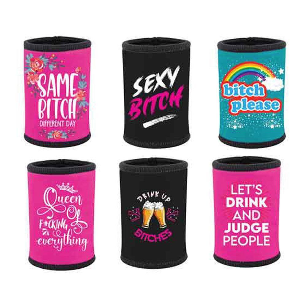 4x Monkey Biz B*tch Stubby Holders Funny Gag Joke Mixed Assorted