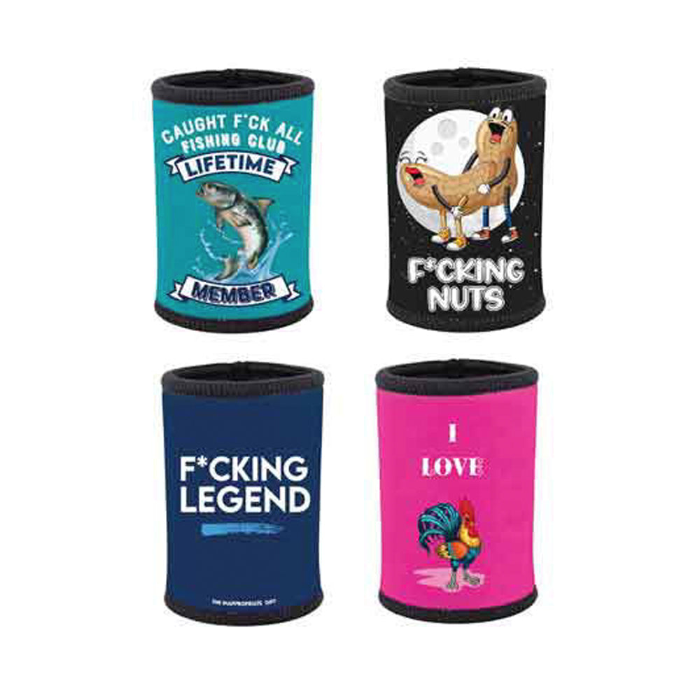 4x Monkey Biz Rude Stubby Holders Funny Gag Joke Mixed Assorted