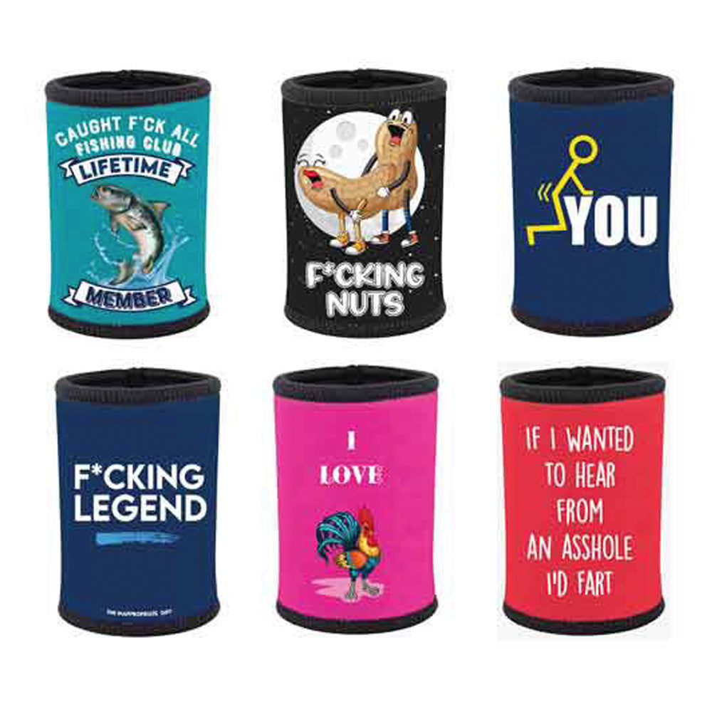 4x Monkey Biz Rude Stubby Holders Funny Gag Joke Mixed Assorted