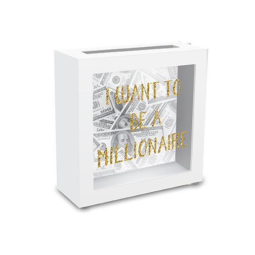 I Want To Be A Millionaire Money Bank Gold Glitter 19cm