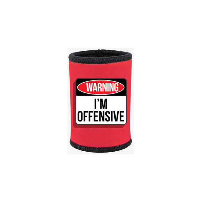 5pc Warning I'm Offensive Neoprene Stubby Holder For 375ml Bottles Red