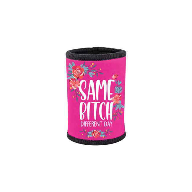 5pc Same B*tch Different Day Neoprene Stubby Holder For 375ml Bottles/Cans Pink