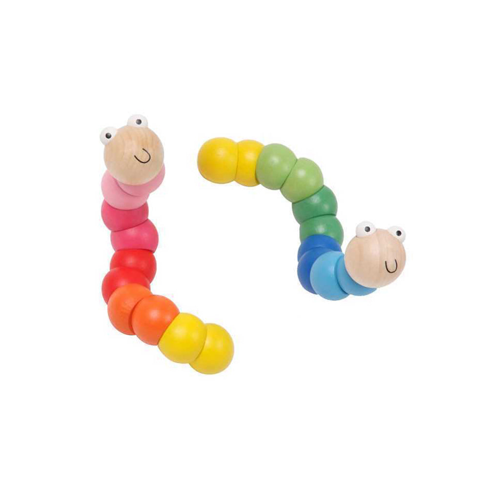 3PK Kaper Kidz Jointed 16cm Wooden Worm Toy Baby/Toddler Assorted 10m+