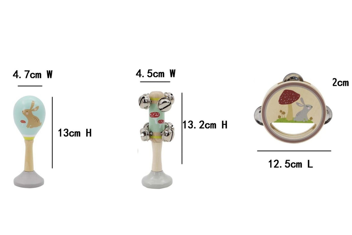 3pcs Kaper Kidz Calm & Breezy Rabbit Wooden Musical Set 18m+