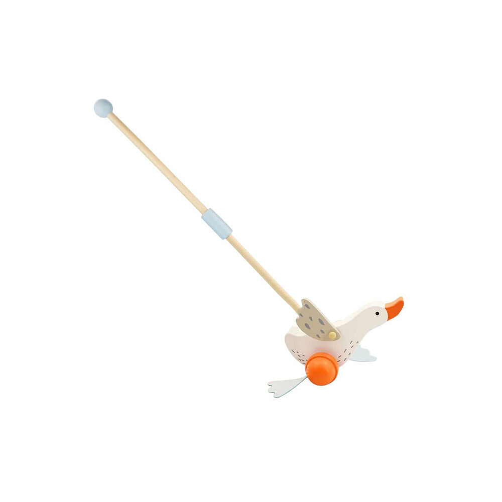2pc Kaper Kidz Wooden Goose Push A Long & Mallard Duck Push A Long Toy 12m+