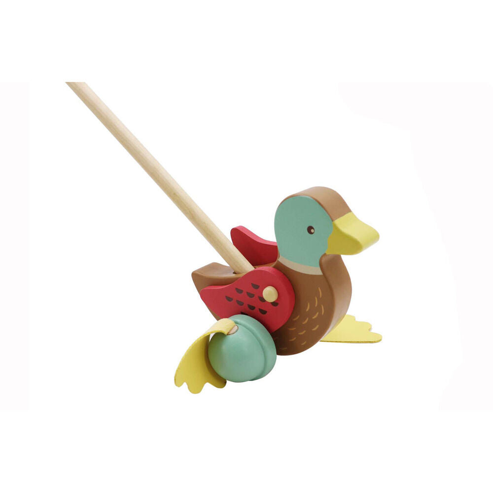 Kaper Kidz Wooden Mallard Duck Push A Long Kids/Toddler Toy 12m+