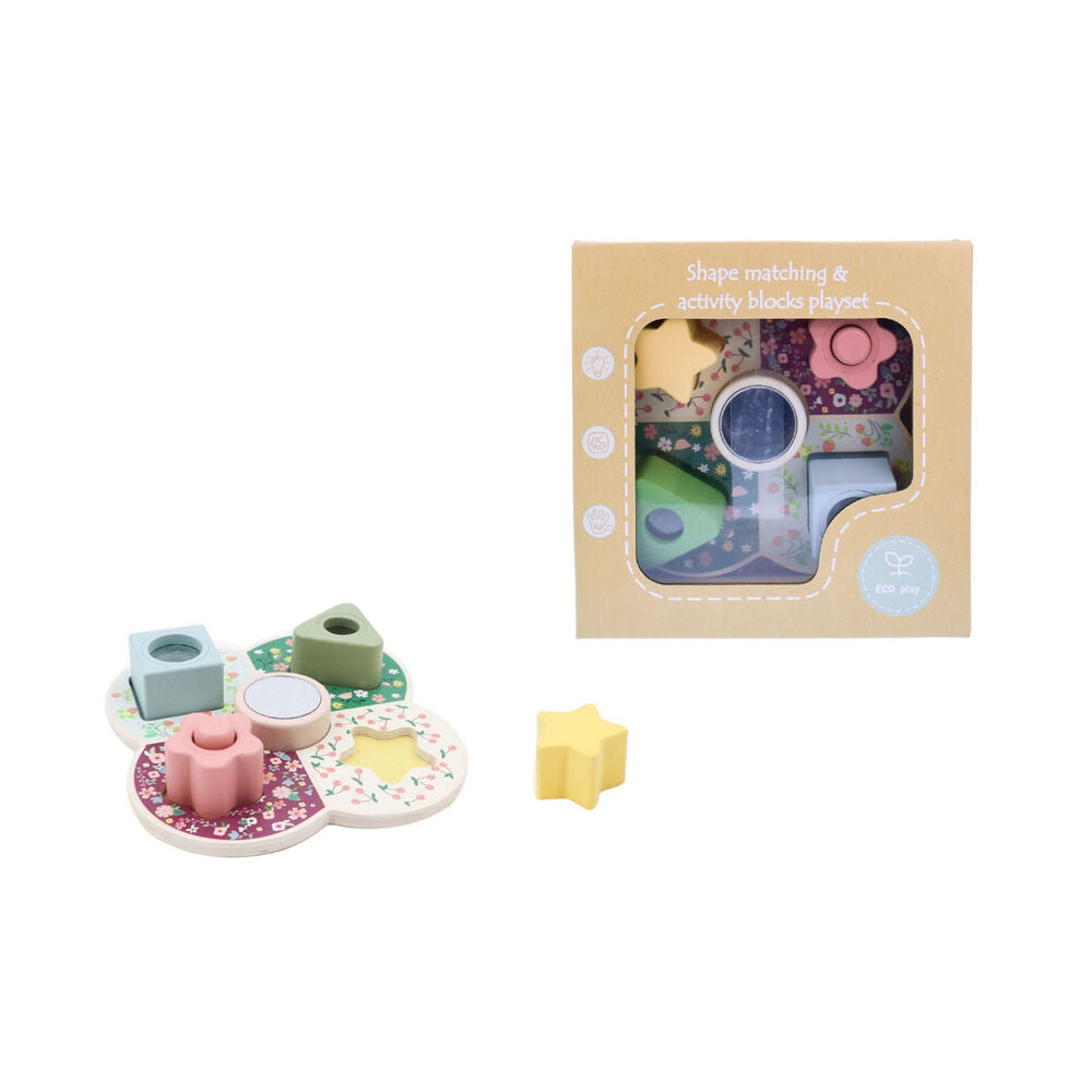 Kaper Kidz Wooden Shape Sorter With Activity Blocks 12m+