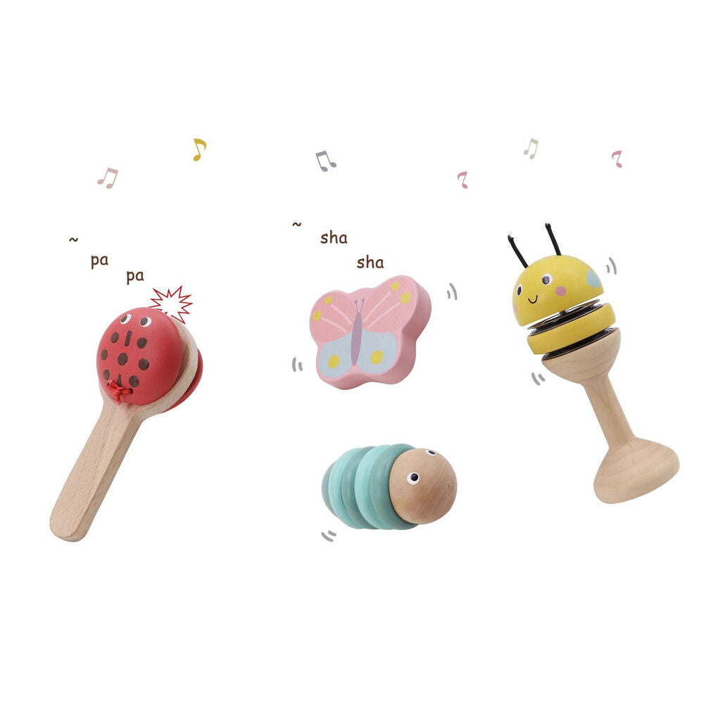 4pc Kaper Kidz Wooden Spring Insect Music Set 18m+