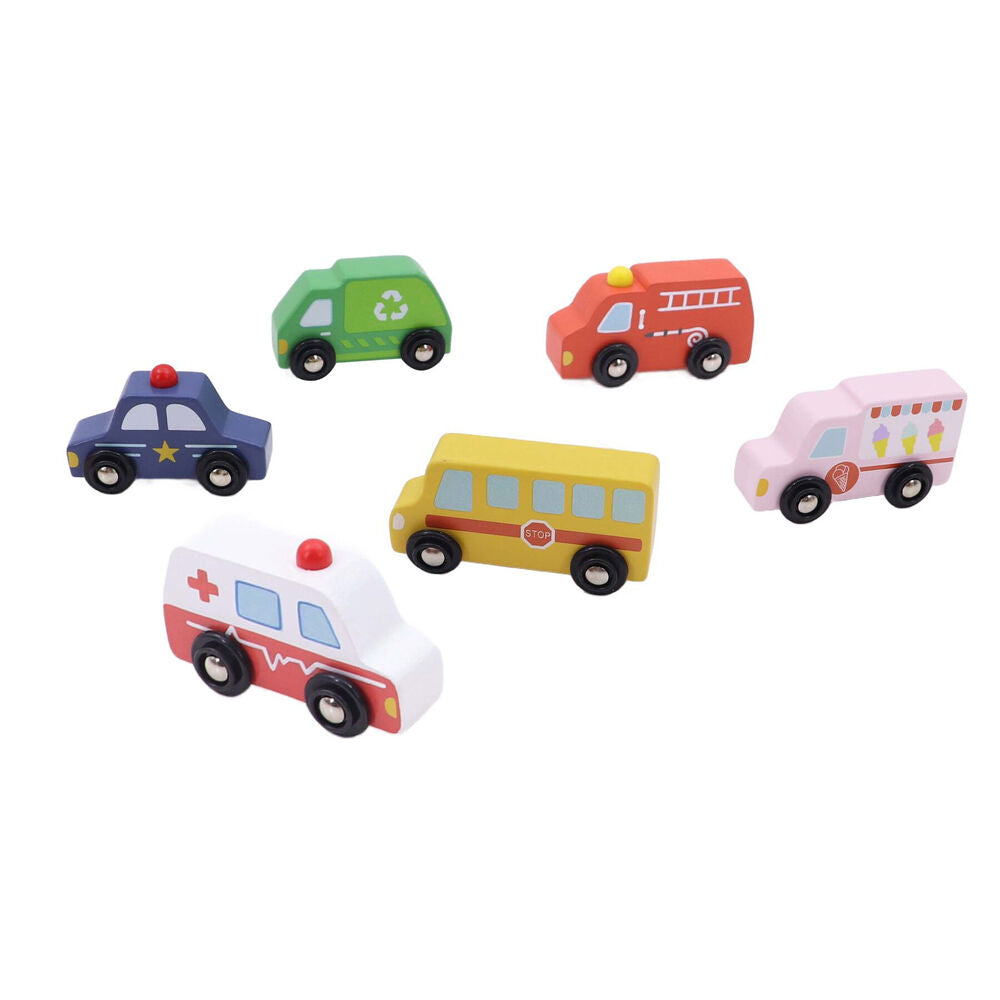 6pc Kaper Kidz Wooden Car Transportation Kids Toy Set 18m+